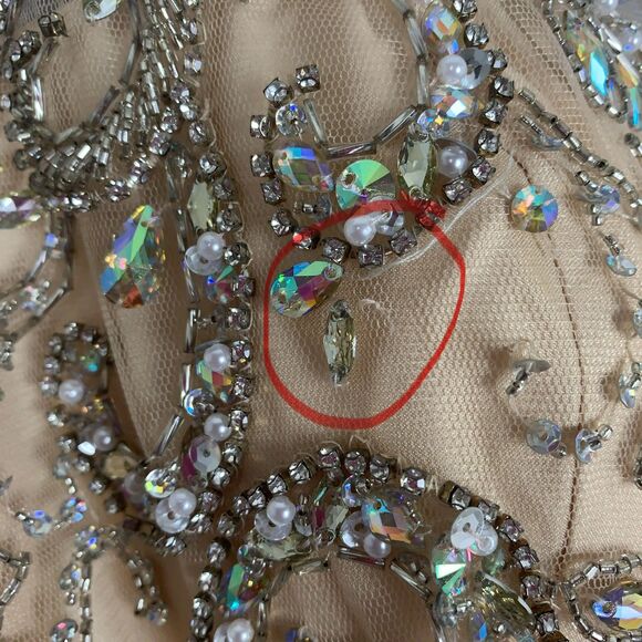 Zoey Grey Navy Skirt Champagne Beaded Bodice Evening Gown Size 18 Formal Gala - Picture 12 of 16